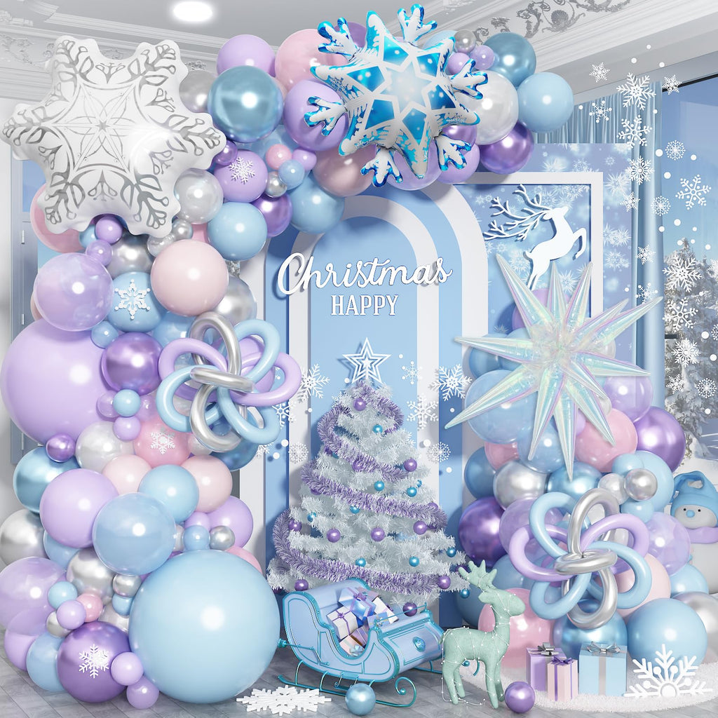 Paeyeq Winter Wonderland Balloon Arch Kit – Snowflake Balloons for Christmas & Winter Events