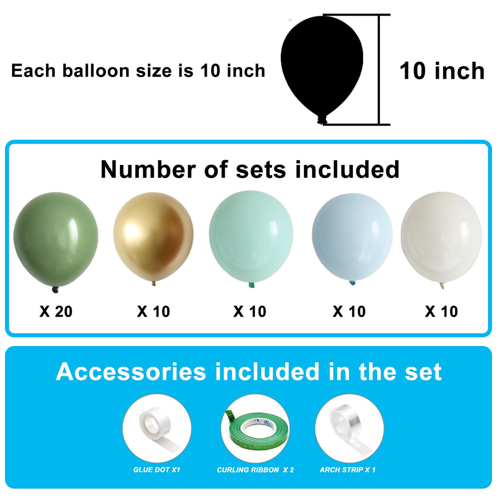 Pagicoday 60-Pack Matte Sage Green & Pastel Balloons — Neutral Baby Shower, Engagement & Wedding Decor, 10in