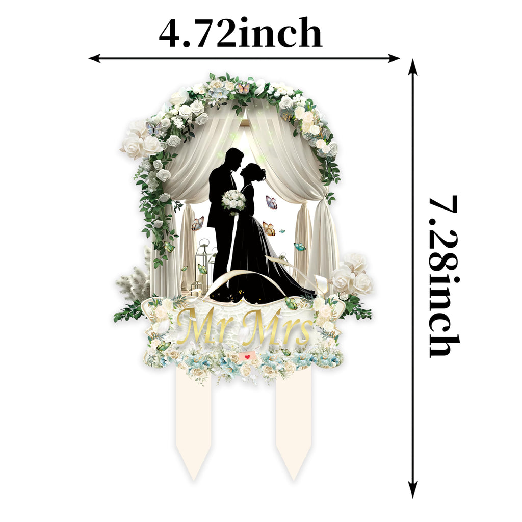 Palegg Wedding Cake Topper – Mr & Mrs Acrylic Bride & Groom Cake Decor