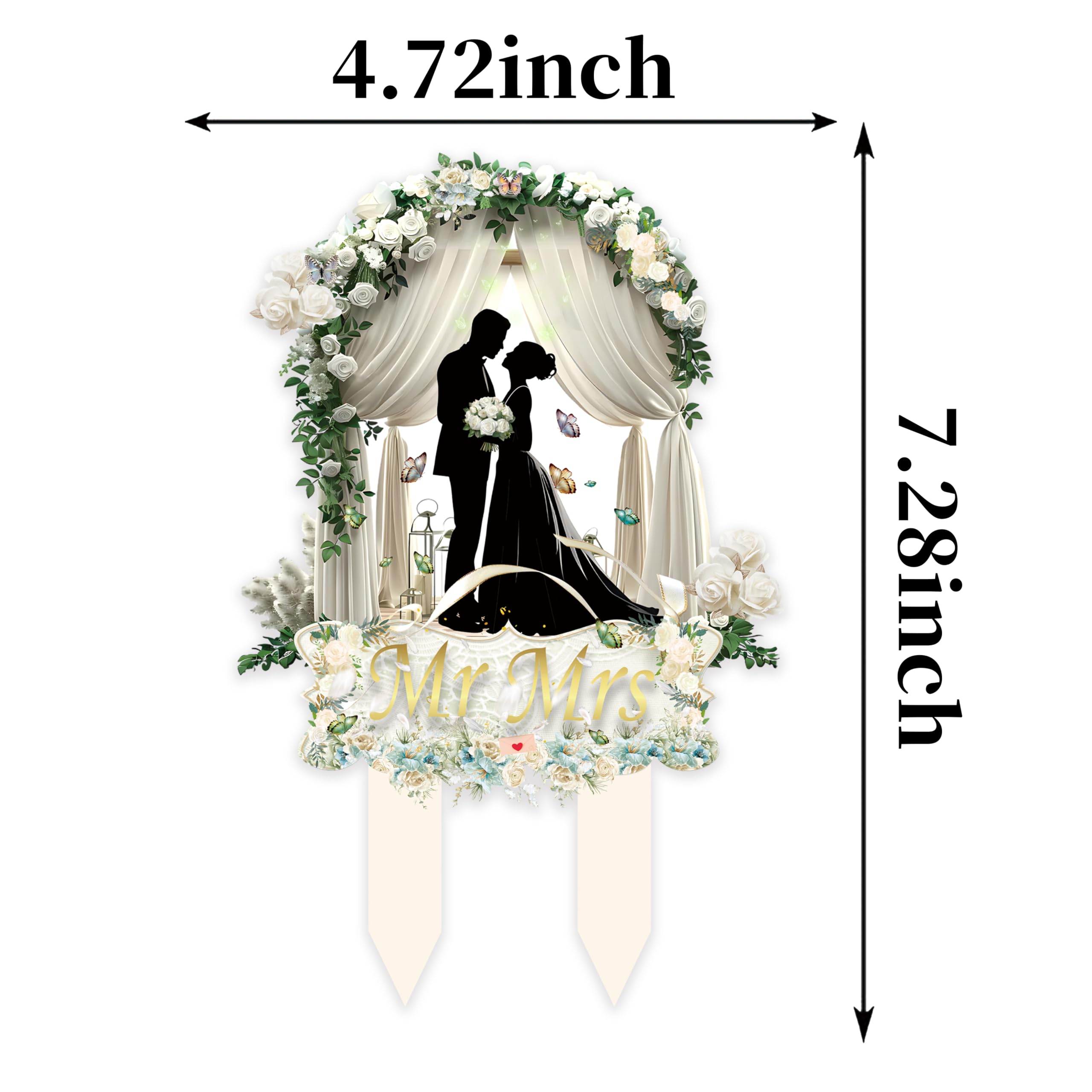 Palegg Wedding Cake Topper – Mr & Mrs Acrylic Bride & Groom Cake Decor