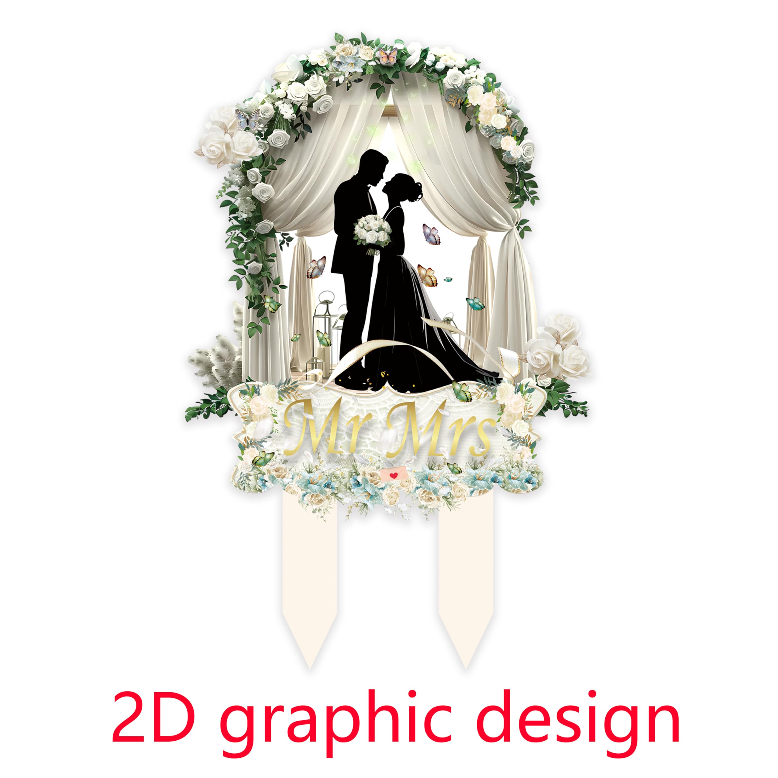 Palegg Wedding Cake Topper – Mr & Mrs Acrylic Bride & Groom Cake Decor