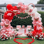 PALITIGO 137 Pcs Valentines Day Balloon Arch Kit - Red Pink White Matte Latex & Rose Gold Heart Foil Balloons