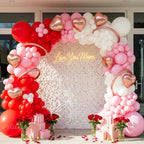 PALITIGO 137 Pcs Valentines Day Balloon Arch Kit - Red Pink White Matte Latex & Rose Gold Heart Foil Balloons
