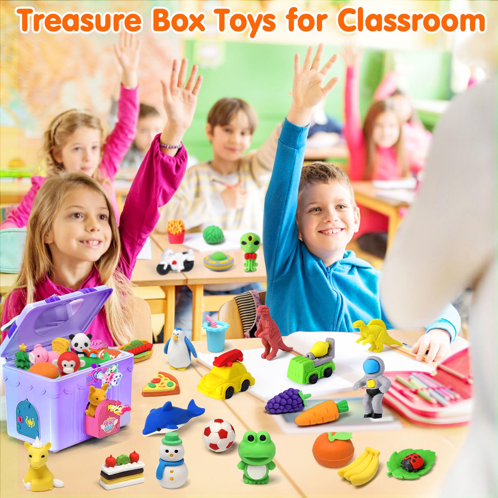 Palmatte 140PCS Mini Animal Erasers Bulk – Classroom Rewards & Party Favors