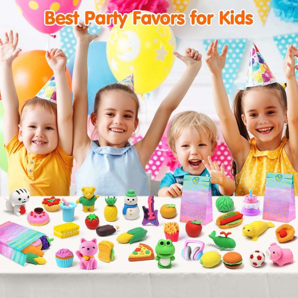 Palmatte 140PCS Mini Animal Erasers Bulk – Classroom Rewards & Party Favors