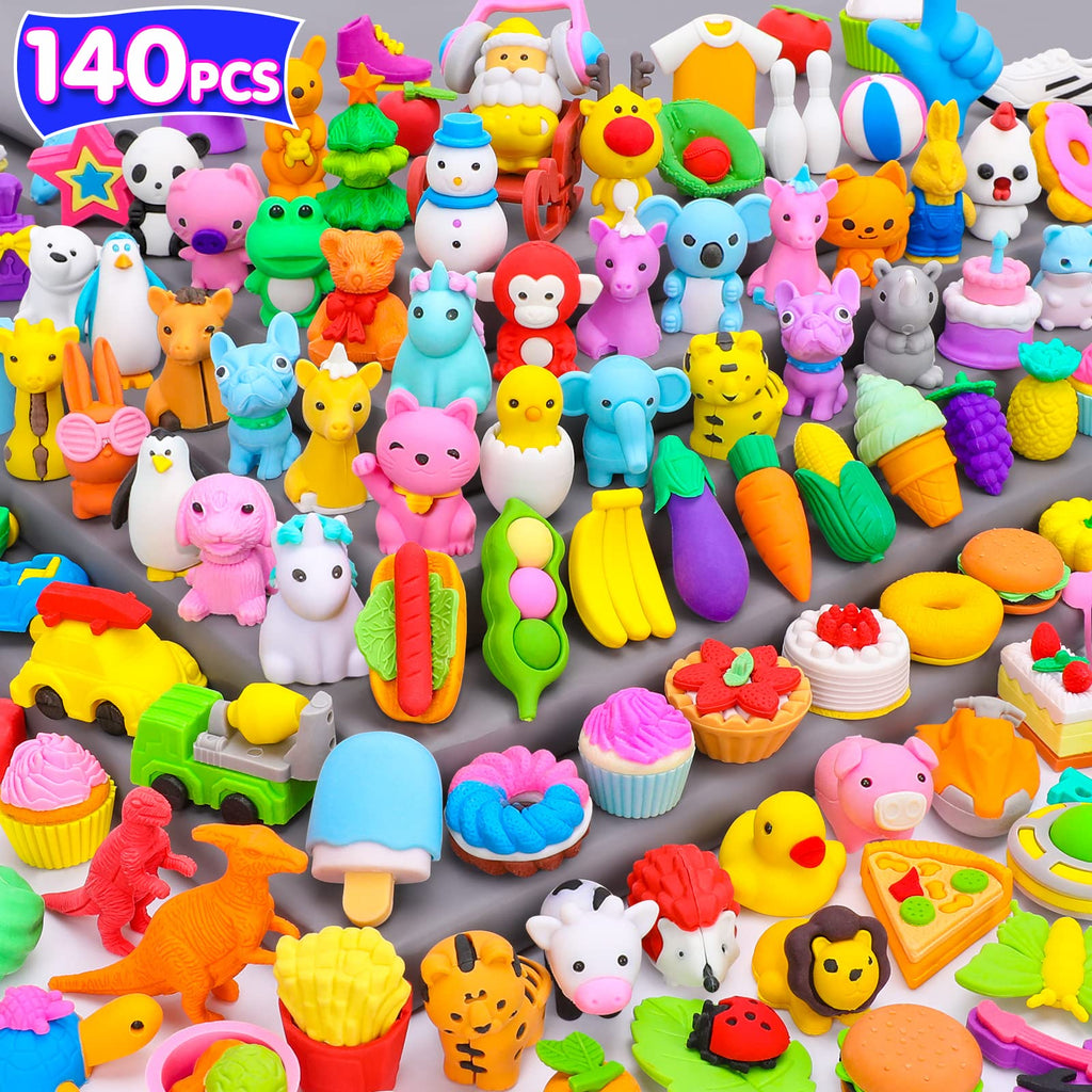 Palmatte 140PCS Mini Animal Erasers Bulk – Classroom Rewards & Party Favors