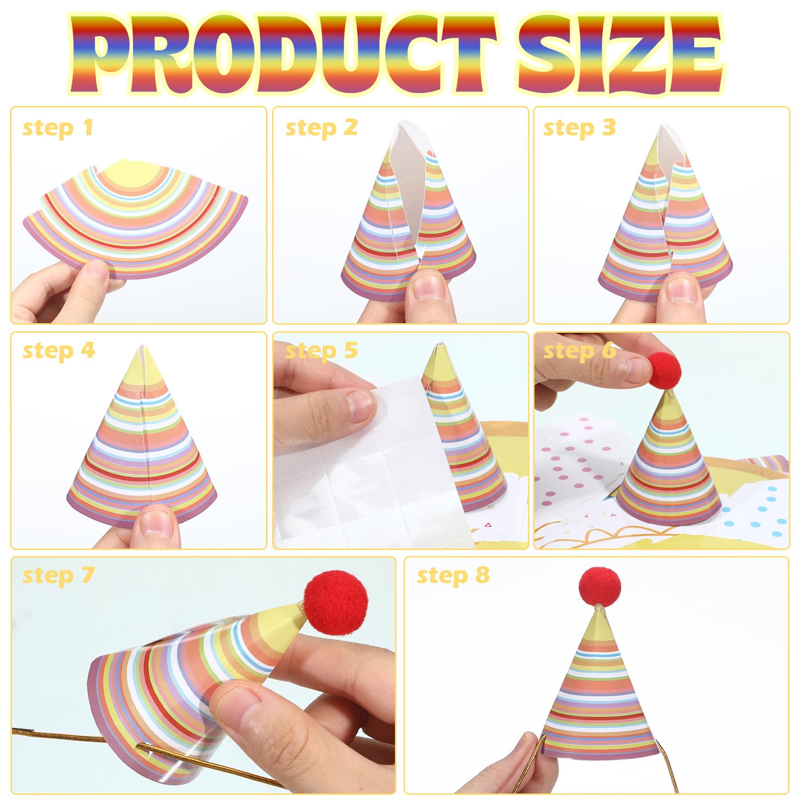 Panitay 40 Pcs Colorful Mini Party Hats for Stuffed Animals – Cute Paper Cone Birthday Hats