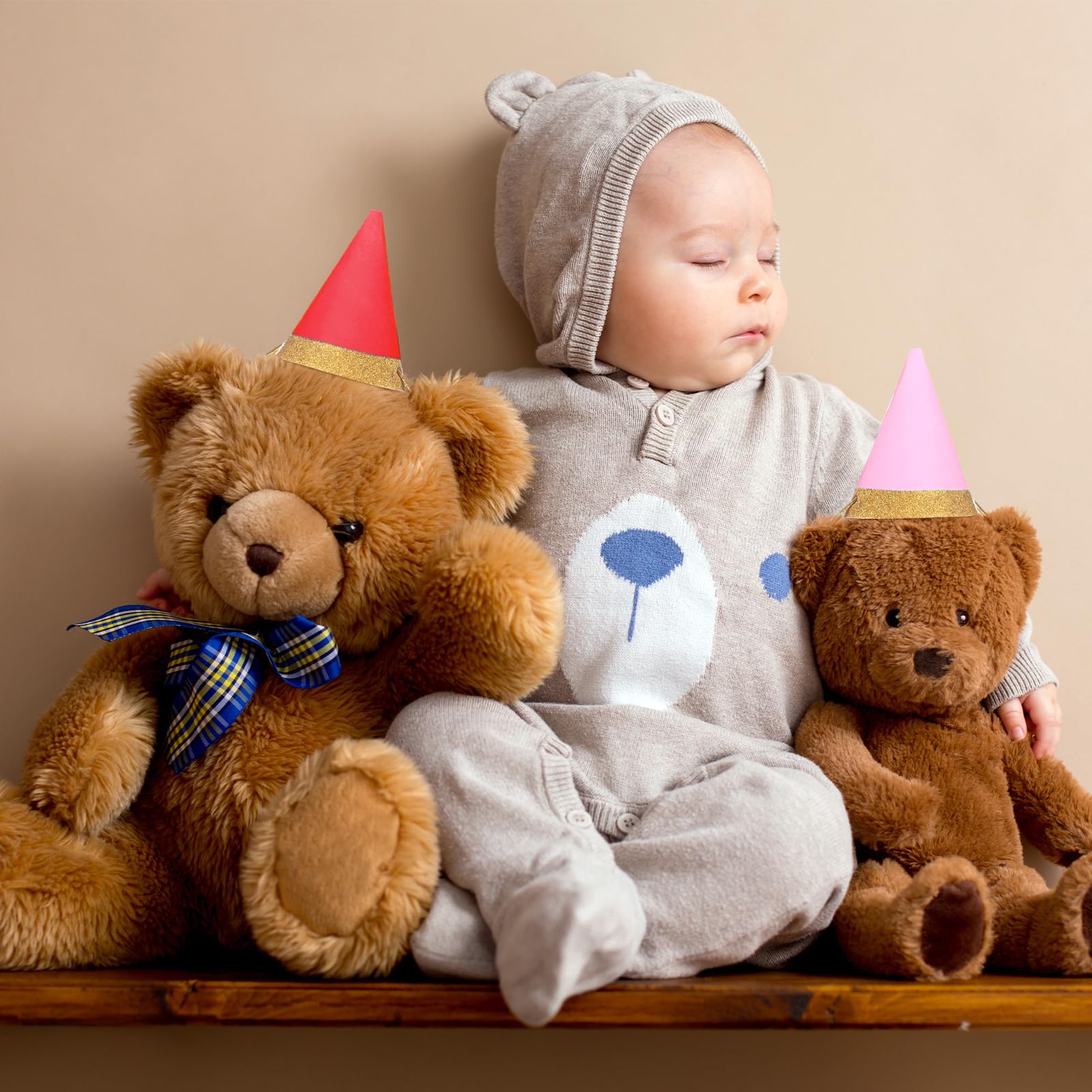 Panitay 40-Piece Colorful Mini Party Hats for Stuffed Animals | Paper Cone Birthday Accessories