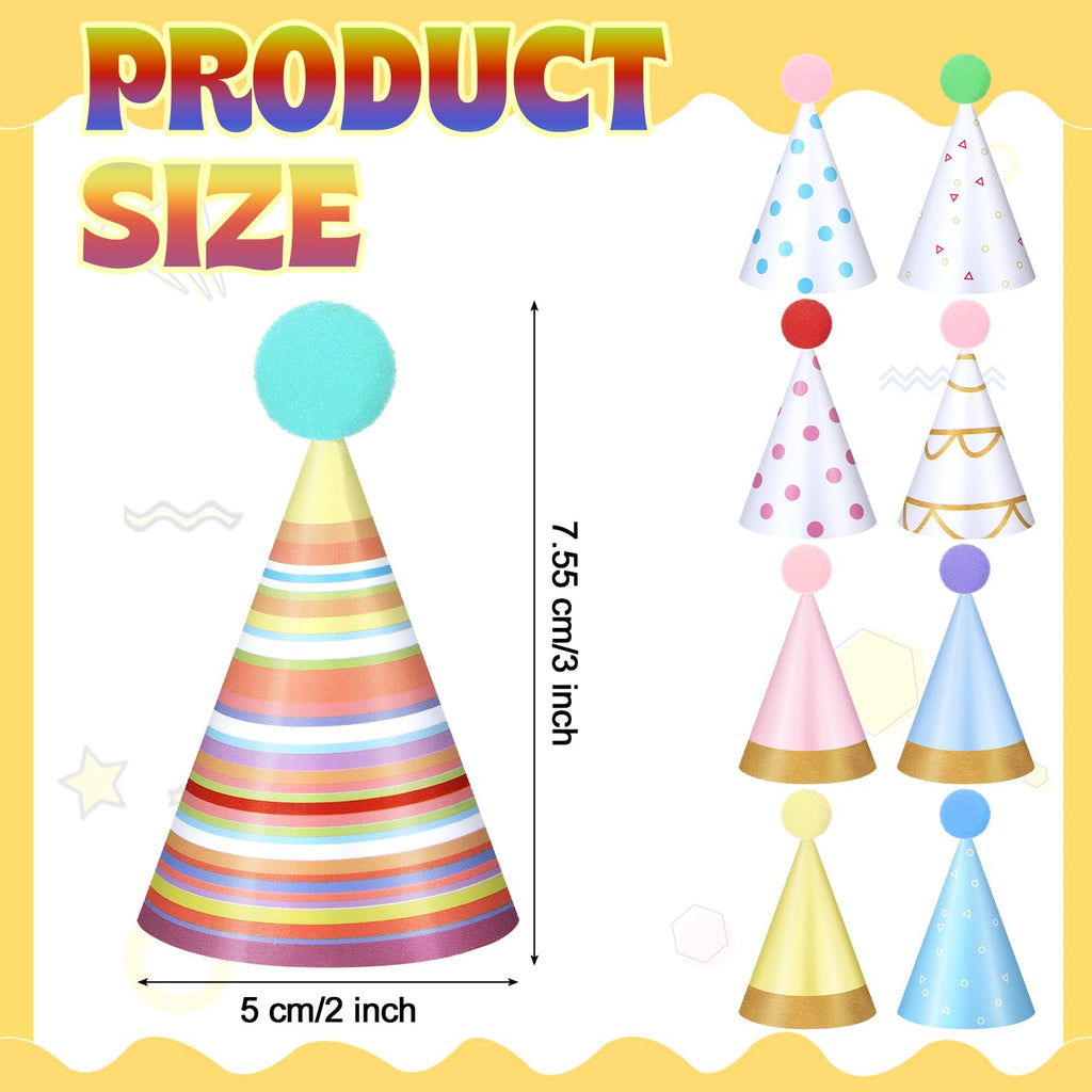 Panitay 40 Pcs Colorful Mini Party Hats for Stuffed Animals – Cute Paper Cone Birthday Hats
