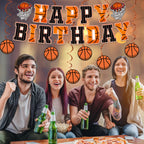 PANRRPERS Basketball Birthday Banner & Hanging Swirl Decor – Easy-Install Party Decorations