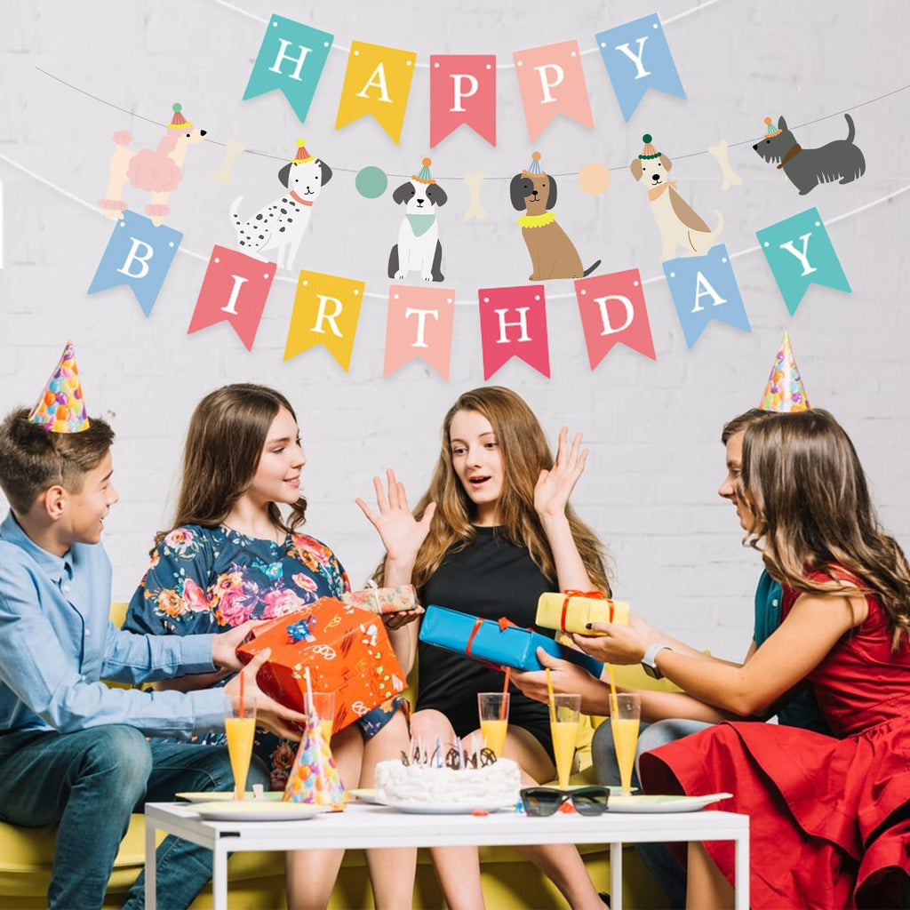 PANRRPERS Dog Themed Banner – Happy Birthday Backdrop | Colorful Kids Party Decor