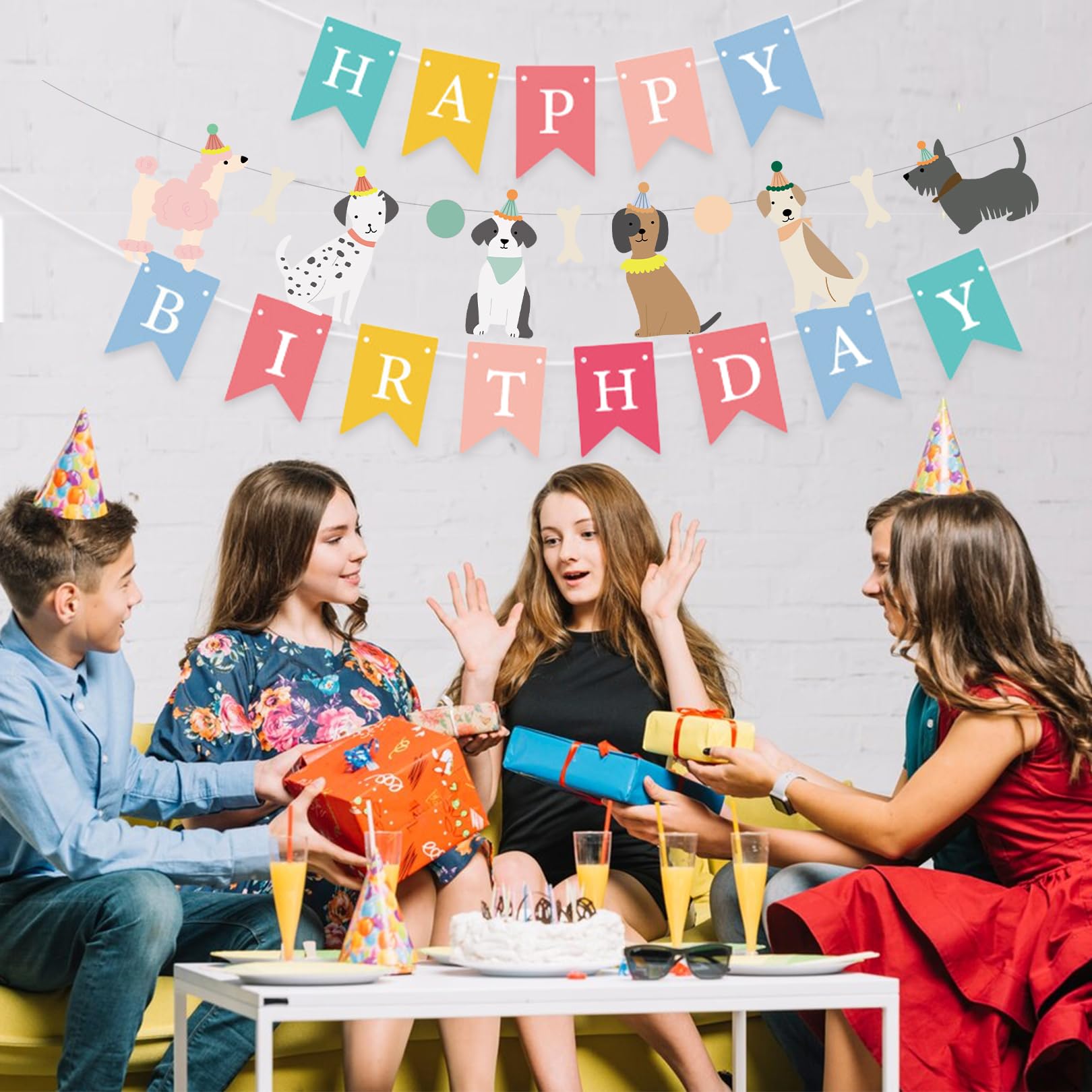 PANRRPERS Dog Themed Banner – Happy Birthday Backdrop | Colorful Kids Party Decor