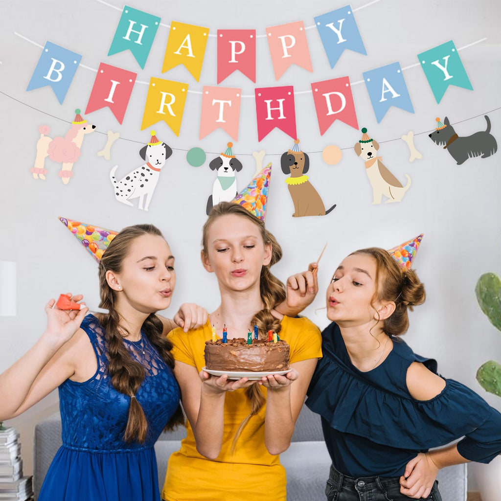 PANRRPERS Dog Themed Banner – Happy Birthday Backdrop | Colorful Kids Party Decor