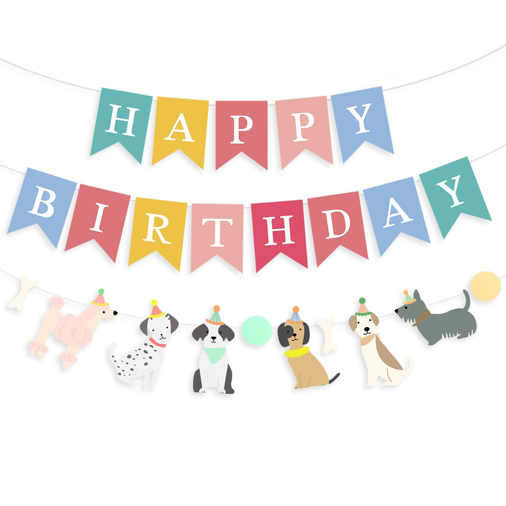 PANRRPERS Dog Themed Banner – Happy Birthday Backdrop | Colorful Kids Party Decor