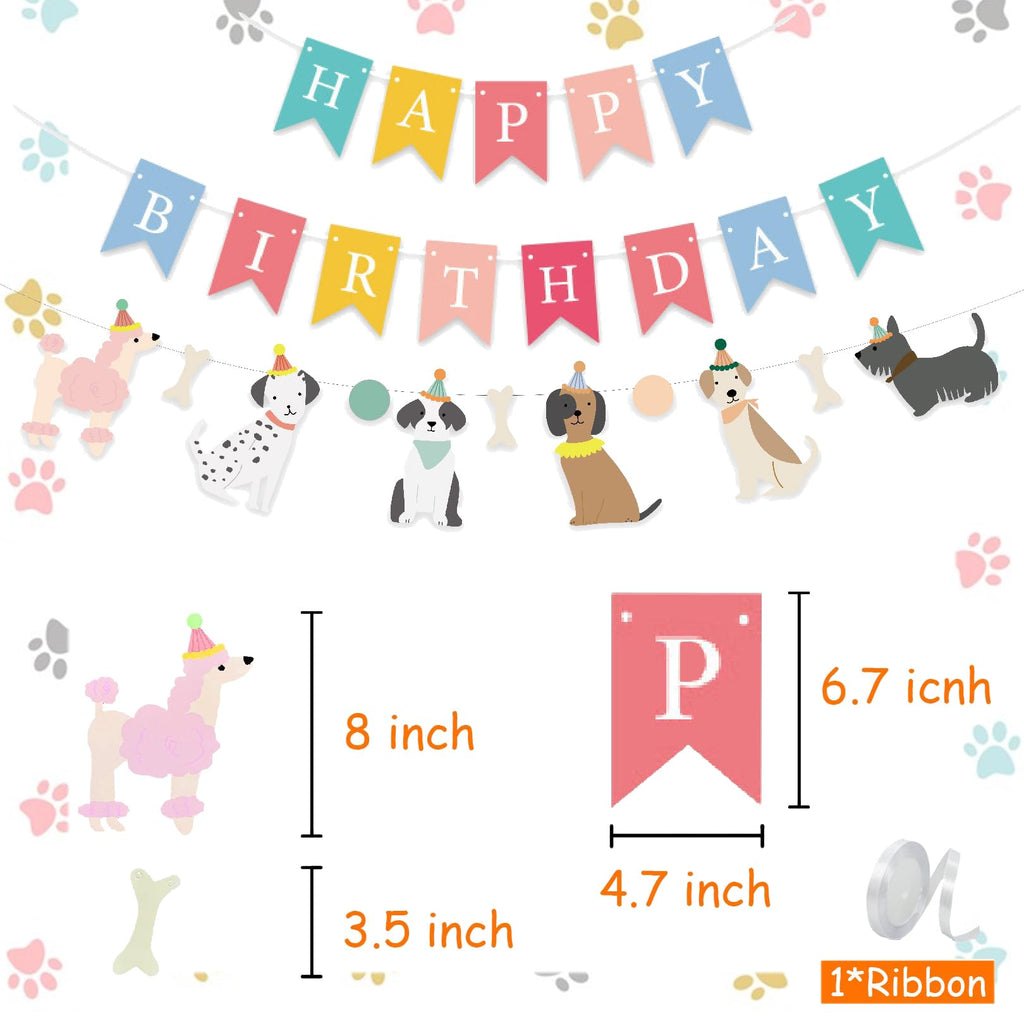 PANRRPERS Dog Themed Banner – Happy Birthday Backdrop | Colorful Kids Party Decor