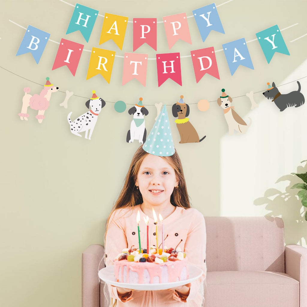 PANRRPERS Dog Themed Banner – Happy Birthday Backdrop | Colorful Kids Party Decor
