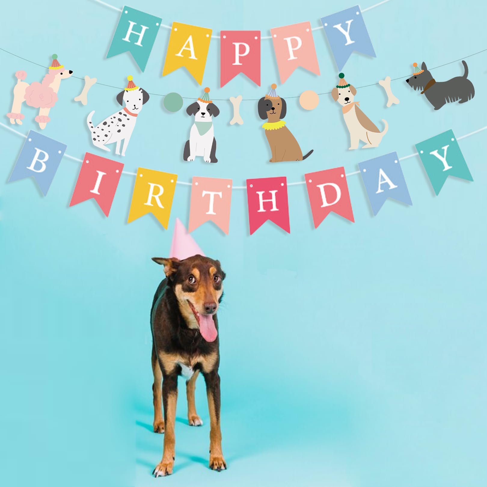 PANRRPERS Dog Themed Banner – Happy Birthday Backdrop | Colorful Kids Party Decor
