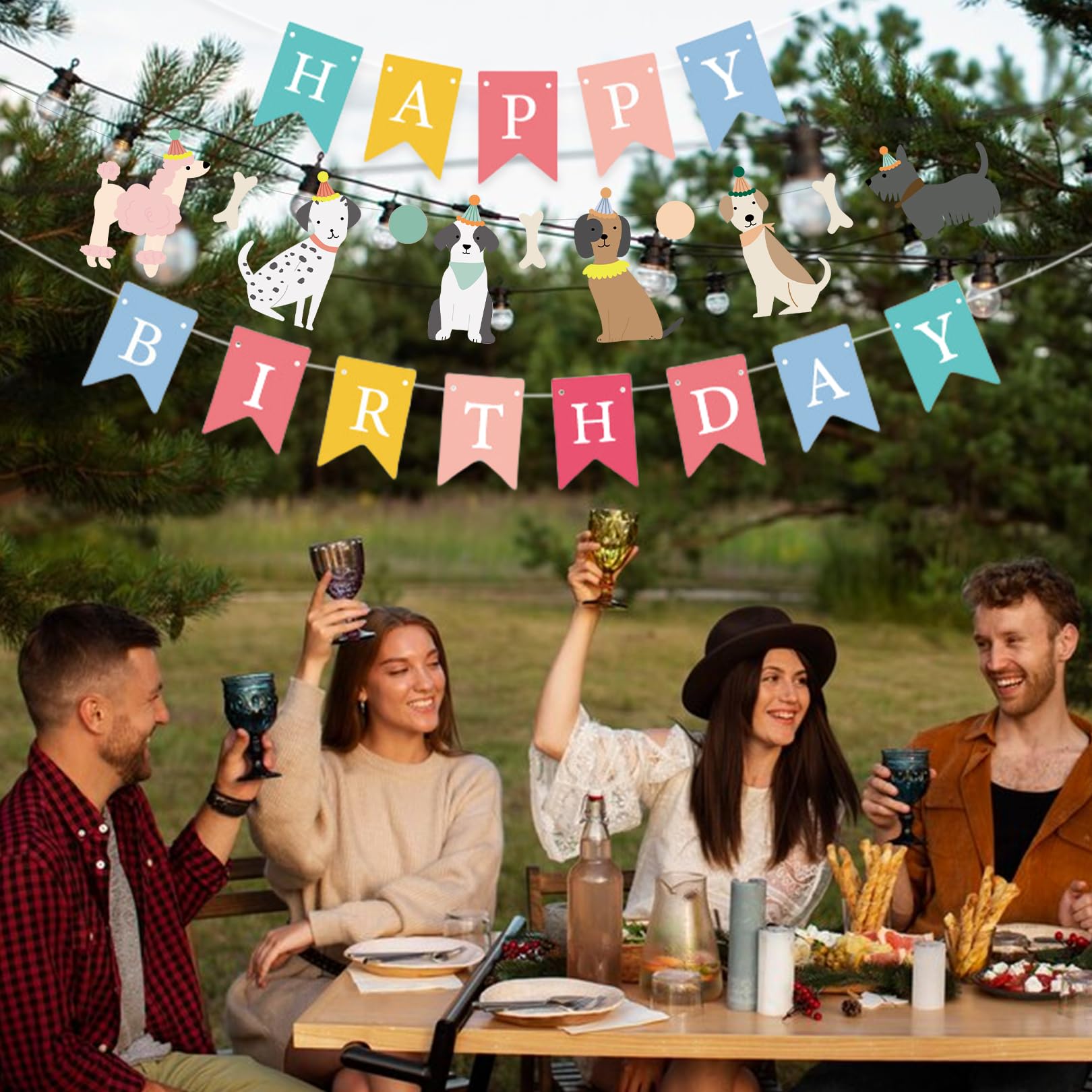 PANRRPERS Dog Themed Banner – Happy Birthday Backdrop | Colorful Kids Party Decor