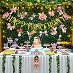 PAPER JAZZ Fairy Birthday Banner – Butterfly, Mushroom & Garden Party Decor