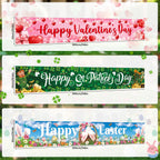 Papmiunm 3-Piece Large Holiday Banner Set – Valentine’s Day, St. Patrick’s Day & Easter Yard Banners