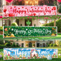 Papmiunm 3-Piece Large Holiday Banner Set – Valentine’s Day, St. Patrick’s Day & Easter Yard Banners