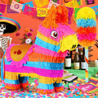 Pardecor Cinco de Mayo Donkey Pinata – 24-Inch Stick & Rope Rainbow Pinata for Parties