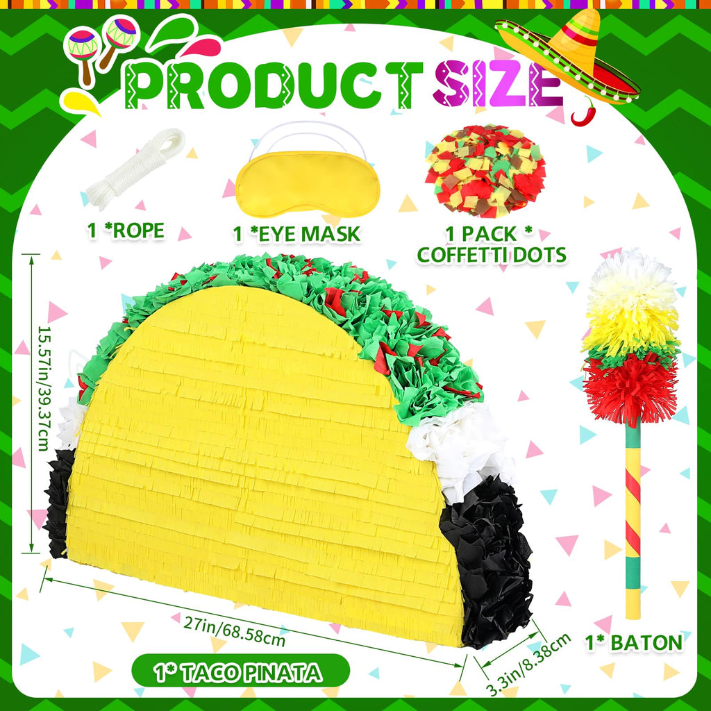 Pardecor 27in Large Taco Piñata – Birthday & Cinco de Mayo Decor