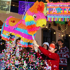 Pardecor Cinco de Mayo Donkey Pinata – 24-Inch Stick & Rope Rainbow Pinata for Parties