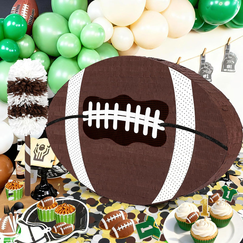 Pardecor 25-inch Football Pinata with Bat, Blindfold & Rope – Large Sports Ball Party Decor & Game Day Fun