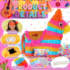 Pardecor Cinco de Mayo Donkey Pinata – 24-Inch Stick & Rope Rainbow Pinata for Parties