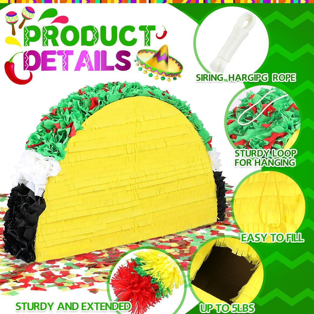 Pardecor 27in Large Taco Piñata – Birthday & Cinco de Mayo Decor