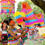 Pardecor Cinco de Mayo Donkey Pinata – 24-Inch Stick & Rope Rainbow Pinata for Parties