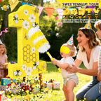 Pardecor 25-Inch Queen Bee Number One Piñata — Includes Bat, Eye Mask & Rope | First Birthday Party Decor