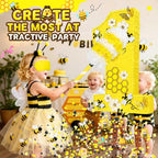 Pardecor 25-Inch Queen Bee Number One Piñata — Includes Bat, Eye Mask & Rope | First Birthday Party Decor