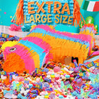 Pardecor Cinco de Mayo Donkey Pinata – 24-Inch Stick & Rope Rainbow Pinata for Parties