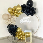 Paready Black and Gold Confetti Balloons – 60+2 Pcs 12in Latex Party Balloons with Ribbons