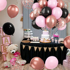 Paready Black Pink Latex Balloons – 60 Pcs, 12-Inch, Metallic Rose Gold & Confetti Set for Party Decor