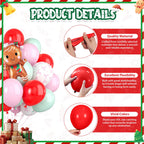 Paready Christmas Balloons 60pcs Pastel Pink, Green & Red with Gingerbread Man Foil