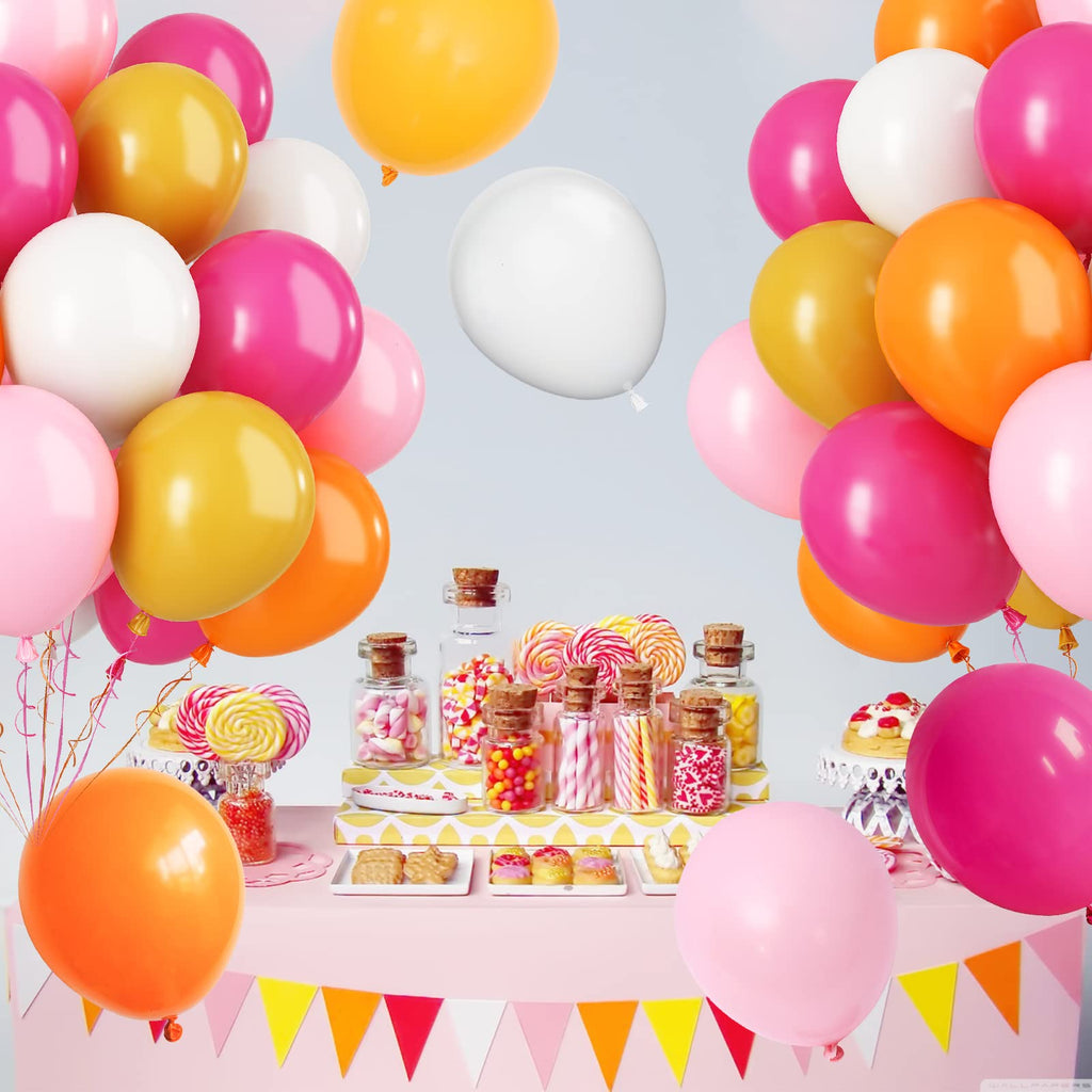 Paready Pink & Orange Latex Balloons – 62 Pcs, 12in Autumn Party Decor