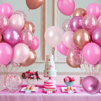 Paready Pink Confetti Balloons – 60 Pcs, 12in, Metallic Red, Rose Gold & Pink for Party Decor