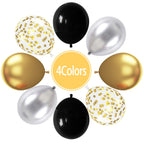Paready Black and Gold Confetti Balloons – 60+2 Pcs 12in Latex Party Balloons with Ribbons