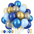 Paready Blue & Gold Confetti Balloons – 60 Pcs, 12in Navy & Metallic Gold Latex Party Decor