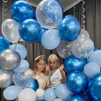 Paready 62-Piece Blue Balloons Set – 12in Latex in Macaron, Pearl, Metallic & Confetti for Baby Shower, Birthday, Wedding