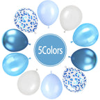 Paready 62-Piece Blue Balloons Set – 12in Latex in Macaron, Pearl, Metallic & Confetti for Baby Shower, Birthday, Wedding