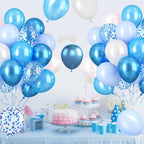 Paready 62-Piece Blue Balloons Set – 12in Latex in Macaron, Pearl, Metallic & Confetti for Baby Shower, Birthday, Wedding