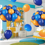 Paready 32-Piece Blue and Orange Balloons with Ribbons – Latex Balloons for Birthday Parties, Baby Showers, Weddings