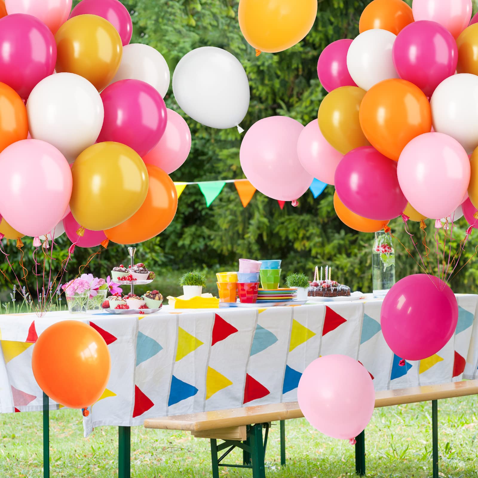 Paready Pink & Orange Latex Balloons – 62 Pcs, 12in Autumn Party Decor