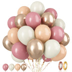 Paready Dusty Pink Latex Balloons – 60 Pcs, 12 Inch Nude, Dusty Pink, Sand White & Champagne Gold for Weddings & Parties