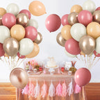 Paready Dusty Pink Latex Balloons – 60 Pcs, 12 Inch Nude, Dusty Pink, Sand White & Champagne Gold for Weddings & Parties