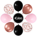 Paready Black Pink Latex Balloons – 60 Pcs, 12-Inch, Metallic Rose Gold & Confetti Set for Party Decor